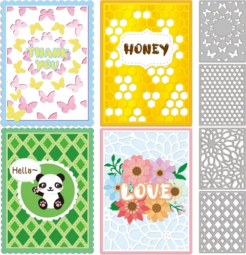 Vista 18 de INFUNLY 11 piezas de troqueles de plumas de metal, troqueles para hacer tarjetas, plantillas de plumas en capas, troqueles para relieve para álbum