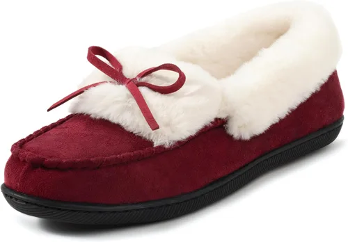 Vista 10 de RockDove Pantuflas tipo mocasín de microgamuza con forro de piel sintética para mujer
