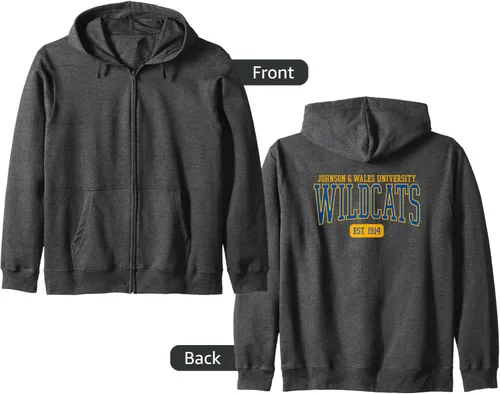 Vista 5 de Johnson and Wales University JWU Wildcats Est. Sudadera con capucha y cremallera, Negro