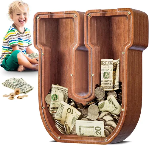 Vista 70 de SummiDate Alcancía de madera de letra para niños y niñas, Alfabeto, personalizada, regalo de cumpleaños y pascua para niños (A)