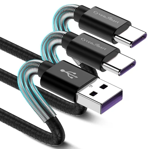 Vista 11 de Cable USB C a USB C【Paquete de 2 de 10 pies】, Cable de carga Usbc a Usbc de 60W/3A Cargador rápido, Adaptador Tipo C a USB para Samsung Galaxy Plata