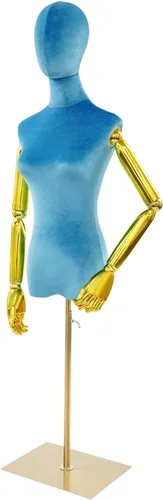 Vista 14 de Vestido de maniquí femenino con forma de torso, cuerpo de maniquí de costura ajustable de 63 a 81 pulgadas con soporte de metal y cabeza