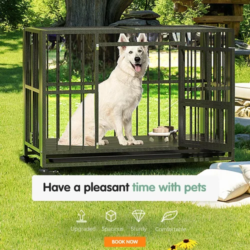 Vista 6 de Jaula para Perros Resistente de BETISEF, Jaula Grande para Perros Indestructible con Prueba de Fuga, Caseta para Perros de Alta Ansiedad