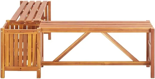 Vista 6 de vidaXL Banco de jardín de madera de acacia maciza de 46.1 x 46.1 x 15.7 pulgadas, color marrón