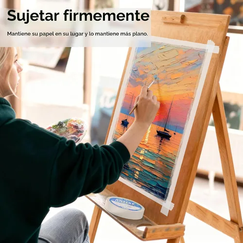 Vista 3 de JusArt Cinta de artista para papel de acuarela, 1/2 pulgada de ancho y 200 pies de largo, cinta de arte blanca para enmascarar, dibujar y pintar