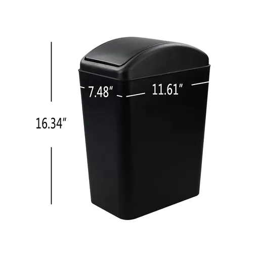 Vista 2 de Cubo de basura pequeño de plástico de 4.2 galones con tapa giratoria, bote de basura para cocina, color negro Small Garbage Bin Removable