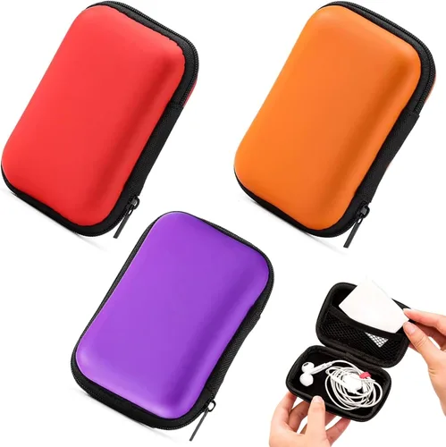 Vista 7 de Estuche de almacenamiento de EVA impermeable, 3 piezas de funda rígida con cremallera para cables, banco de energía y disco duro/4.72x3.35x1.5