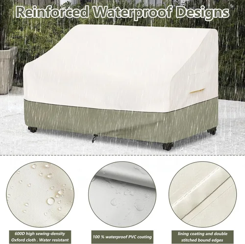 Vista 4 de Bitubi Funda impermeable para sofá de patio, funda resistente de 2 plazas para sofá al aire libre, tamaño de hasta 58 pulgadas de ancho x 32.5