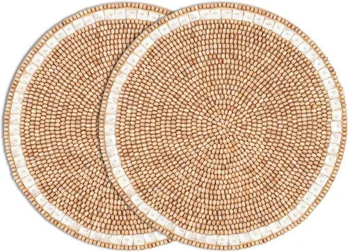 Vista 29 de Manteles individuales de 13 pulgadas con cuentas redondas para mesa de comedor - Manteles decorativos con cuentas de vidrio y respaldo de algodón