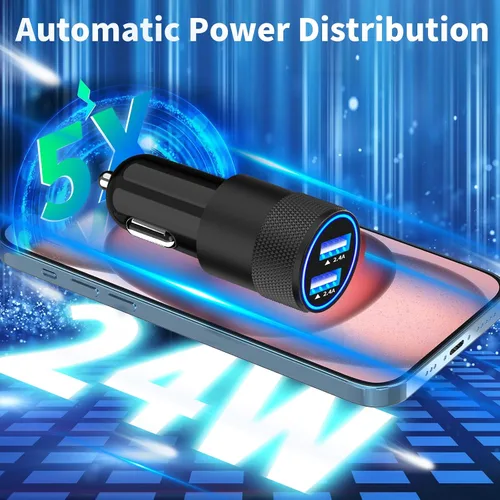 Vista 4 de Apple MFi Certified iPhone 17 Car Charger, 4.8A Dual USB Car Phone Charger
