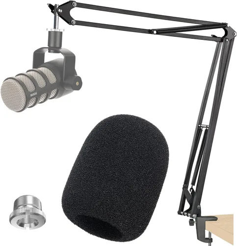 Vista 8 de Protector de espuma con filtro pop para micrófono PodMic - Parabrisas de viento para micrófono personalizado para Rode PodMic USB, micrófono