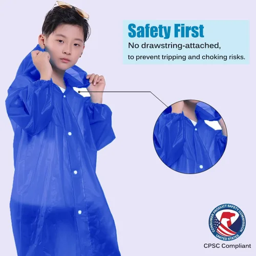 Vista 31 de Chaqueta de lluvia para niños, paquete de 2 ponchos de lluvia para niños, impermeables reutilizables para niños y niñas, impermeable, para exteriores