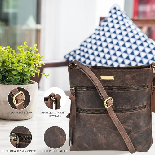 Vista 3 de ESTALON Bolso cruzado de cuero para mujer, pequeño cruzado largo sobre el hombro, bolsos y bolsos para mujer, Bolsos