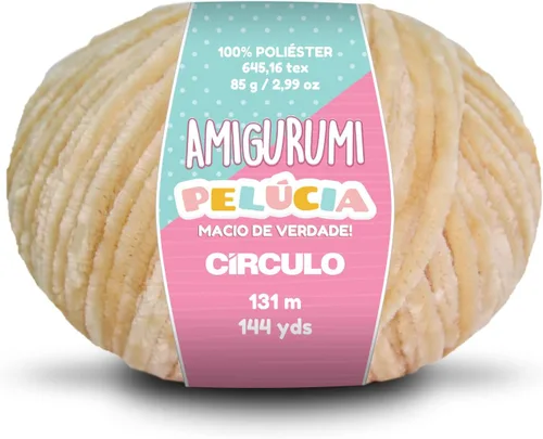 Vista 10 de Circulo - Hilo Amigurumi Pelucia, hilo especial de felpilla de terciopelo para amigurumi y manta, 144 yardas, peinado (1112 - crema)
