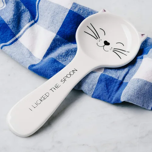 Vista 4 de Pavilion Gift Company - El gato lamió la cuchara-10 cucharas resto, 10 ", blanco