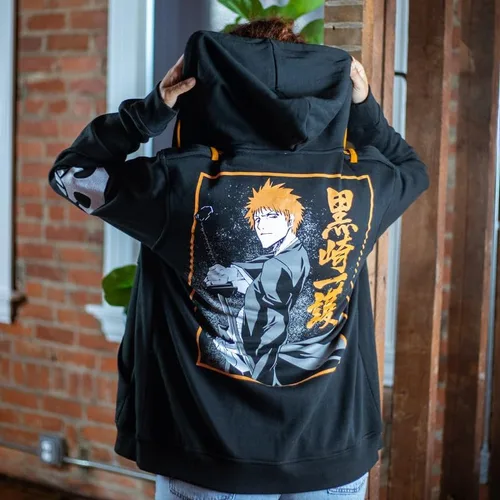 Vista 6 de Ripple Junction Bleach - Sudadera con capucha militar de anime Ichigo e iconos para hombres y mujeres
