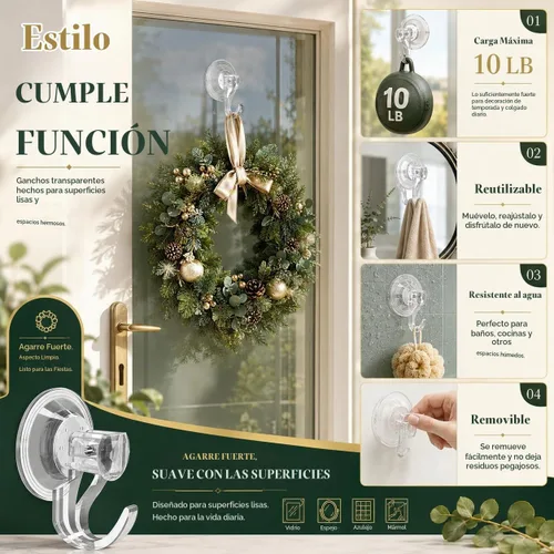 Vista 4 de KORCCI Ganchos de ventosa para ducha, carga máxima de 10 libras, sin rastro, reutilizables y extraíbles, pequeños ganchos de succión transparentes