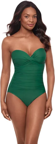 Vista 13 de Miraclesuit Traje de baño para mujer Rock Solid Madrid Bandeau Underwire Correa desmontable Traje de baño de una pieza
