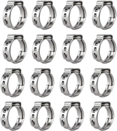 Vista 5 de 40 piezas de abrazaderas de manguera de una oreja de 5,8 mm-7 mm, abrazaderas PEX de cincha de acero inoxidable 304, anillos de crimpado de cincha