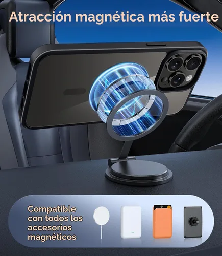 Vista 4 de FNTCASE - Funda para iPhone 15 Pro Max, magnética, transparente, con protector de pantalla, compatible con MagSafe, delgada, antiamarilleamiento