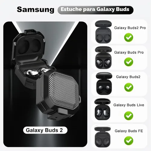 Vista 2 de RFUNGUANGO para Samsung Galaxy Buds 2 Pro/Buds Pro/Buds Live/Buds 2 Case Cover/Galaxy Buds FE (2023), funda militar de fibra de carbono