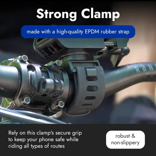 Vista 6 de BiKase Práctica abrazadera para teléfono, soporte de teléfono resistente para bicicleta, ajuste universal, ideal para manillares, bicicletas