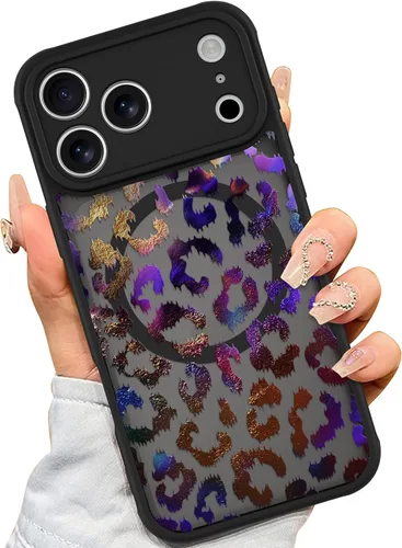 Vista 23 de AIGOMARA - Carcasa magnética para iPhone 11, diseño de leopardo negro