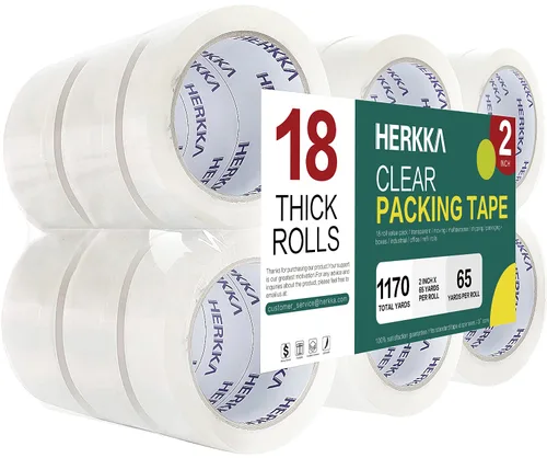 Vista 9 de HERKKA Cinta de Embalaje Transparente, 12 Rollos de Cinta de Embalaje Resistente para Envío, Embalaje, Mudanza y Sellado, Cinta de Embalaje
