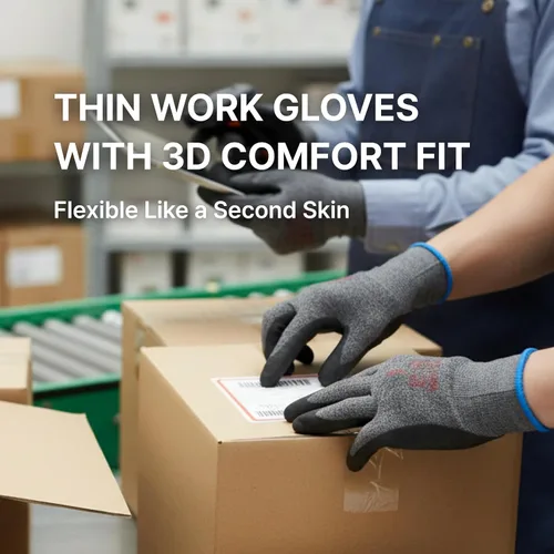 Vista 6 de DEX FIT FN330 - Guantes de trabajo de nitrilo, ajuste elástico 3D, agarre potente, táctil inteligente, recubierto de espuma resistente, fino