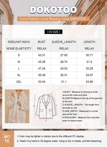 Vista 5 de Dokotoo - Chaqueta de invierno de manga larga para mujer, de vellón, cárdigan para el invierno, mullida, color liso, frente abierto, con capucha