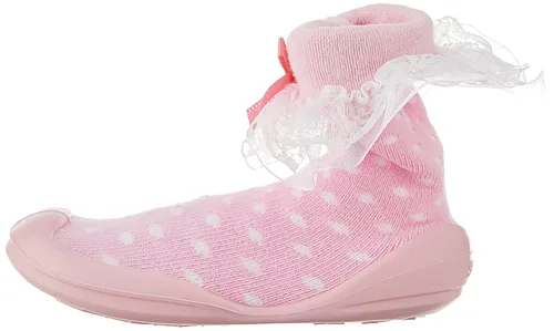 Vista 15 de Nuby Snekz - Zapatos cómodos de suela de goma para primeros pasos, lunares rosados, talla S, 7-14 meses