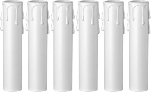 Vista 8 de Juego de 6 fundas para velas de goteo, base de candelabro, 4 pulgadas de alto, color negro