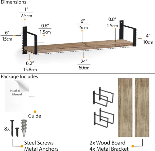 Vista 3 de Wallniture Toledo - Estantes flotantes para pared, estante de pared para decoración de sala de estar, organización de cocina, organizador de baño