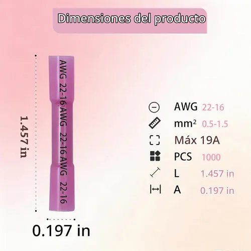 Vista 5 de 1000 conectores a tope termorretráctiles de 22-16 AWG, empalme de cable crimpado aislado eléctrico impermeable para marinos, cables, cableado