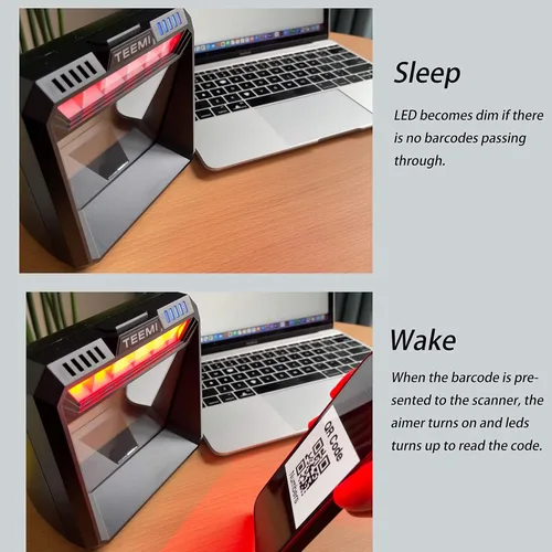 Vista 7 de [Usado] TEEMI TMSL-74 Escáner de código de barras manos libres, obturador global de 1 MP, USB con cable Sensor CMOS 2D, diseño de escritorio