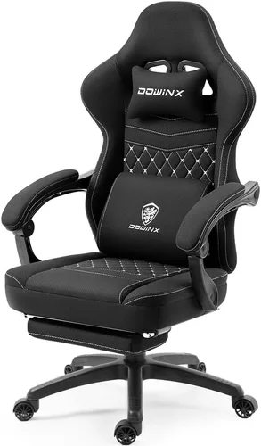 Vista 12 de Silla de juegos Dowinx con tela transpirable, silla de computadora con colchón de resorte de bolsillo, silla de oficina cómoda con almohadilla
