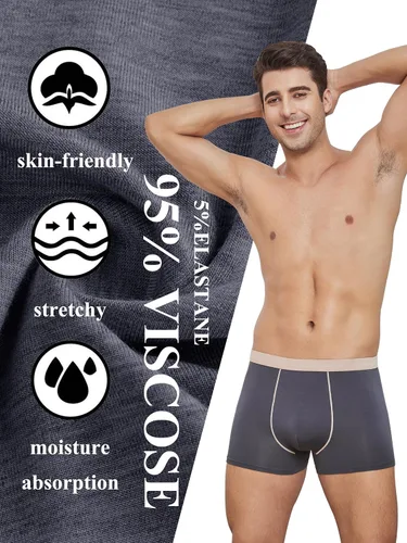 Vista 2 de DingLu Ropa interior para hombre, transpirable, suave, ropa interior cómoda de viscosa, paquete de 3