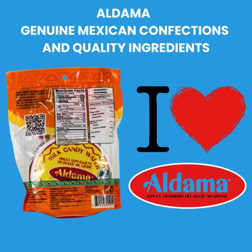 Vista 2 de Aldama Oblea de caramelo de leche mediana Oblea, suave y masticable, caramelo mexicano (5 piezas por bolsa)