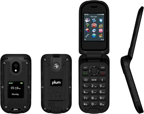 Vista 3 de Plum RAM Plus 4G Volte Rugged Flip Phone, IP68 a prueba de golpes T-Mobile - Negro
