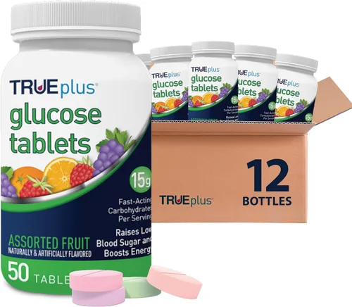 Vista 33 de TRUEplus® Tabletas de glucosa, sabor surtido (uva, frambuesa, naranja), botella de 50 unidades (1)