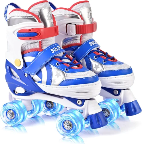 Vista 19 de SULIFEEL Rainbow Unicorn - Patines ajustables de 4 tamaños para niñas y niños de 3-5, 5-8, 6-12 años, patines para interiores y exteriores