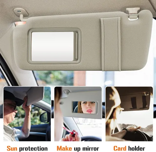 Vista 4 de Visera solar con luz para Toyota Venza 2009-2016 con techo corredizo, reemplazo de visera solar beige del lado izquierdo del conductor 74320-0T021-A1