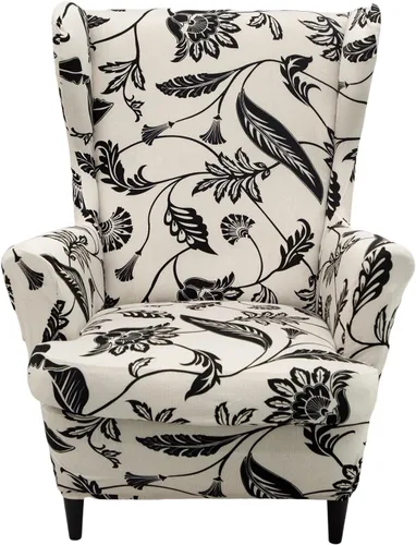 Vista 29 de HAOYONG Fundas para silla de alas estampadas, 2 piezas, fundas elásticas para sillón con respaldo de ala, fundas protectoras lavables para sala