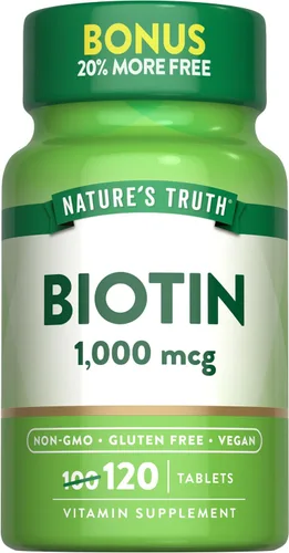 Vista 8 de Nature's Truth Biotin 5000mcg 78 tabletas de disolución rápida Sabor natural de bayas Vegano, sin OMG y sin gluten