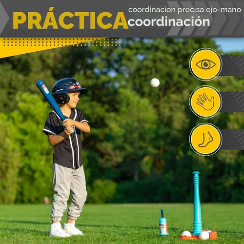 Vista 8 de TOMLEON Soporte de T-Ball para niños y niñas de 1-3, 3-5, 5-8 años. Set de béisbol con 6 pelotas grandes, camiseta de bateo T-ball ajustable