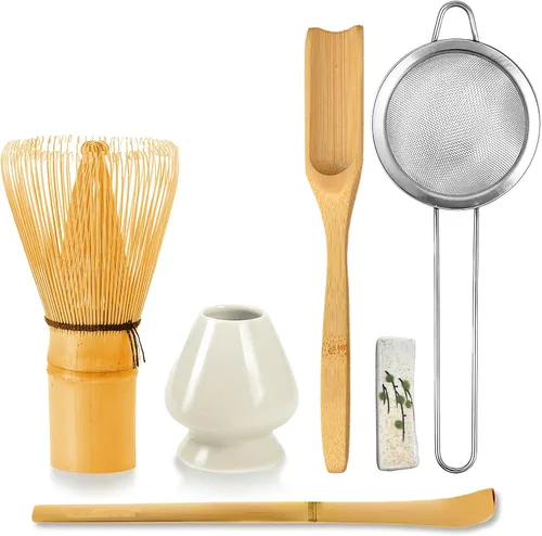 Vista 10 de Juego de 6 batidores de matcha, kit de herramientas de fabricación de matcha ceremonial japonés para batidor de bambú, cuchara de matcha, cuchara