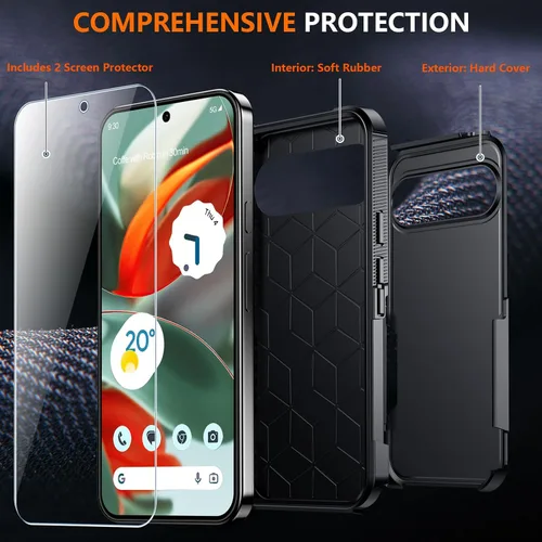 Vista 6 de Justcool Funda diseñada para Google Pixel 9 Pro XL, [protección contra caídas de grado militar de 10 pies] Funda resistente a prueba de golpes