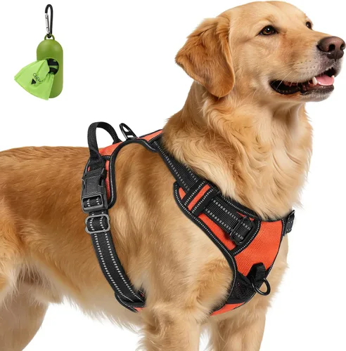Vista 27 de Joytale Arnés sin tirones para perros pequeños, chaleco reflectante para mascotas con clip frontal, arnés acolchado suave ajustable con asa de fácil