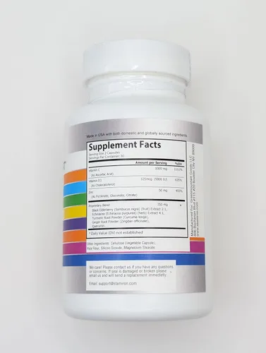 Vista 7 de Apoyo inmunológico 8 en 1 con quercetina, zinc 50mg, vitamina C 1000mg, vitamina D3 5000 UI y saúco, equinácea, jengibre para adultos y niños