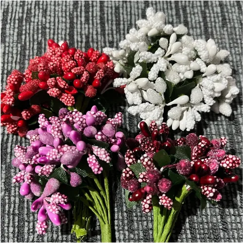 Vista 8 de ECYC Ltd 12 estambres de flores artificiales, tallos de bayas artificiales, flores de bayas artificiales para manualidades, decoración de bodas